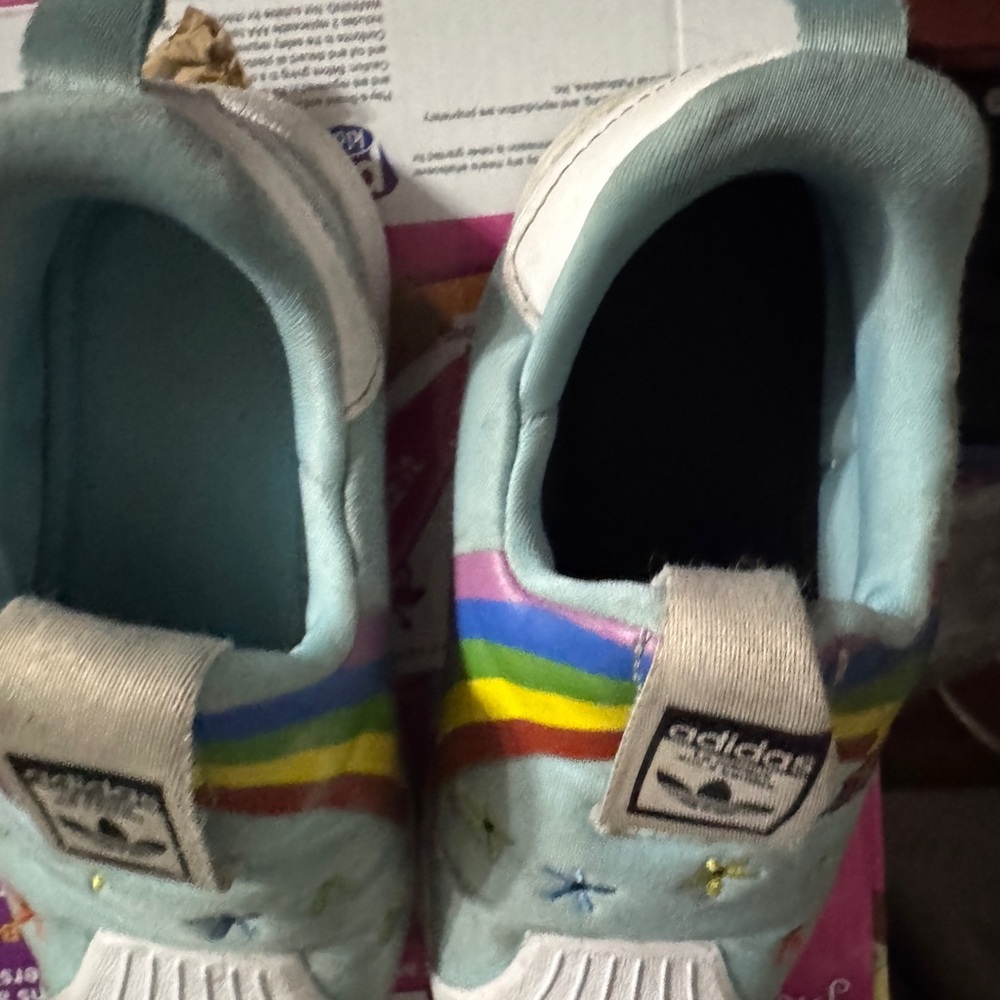 Adidas Kids Sneakers - Light Blue with Rainbow Stripes